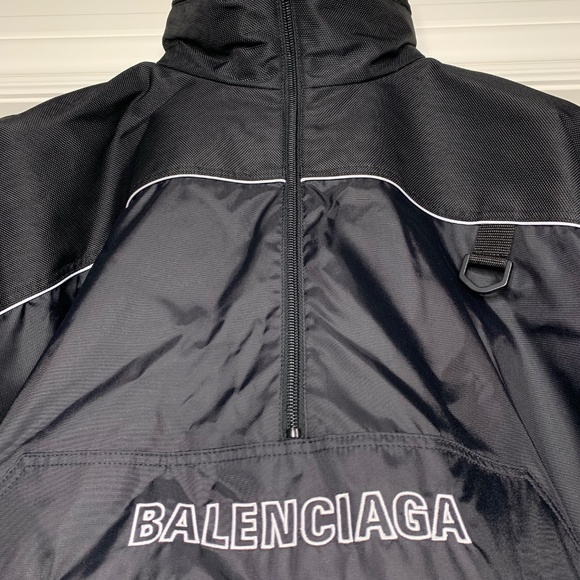 Balenciaga 80s Logo Black Windbreaker Nylon Jacket - Picture 2 of 16